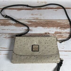 Dooney & Bourke Ostrich Continental Clutch Wallet GRAY Used